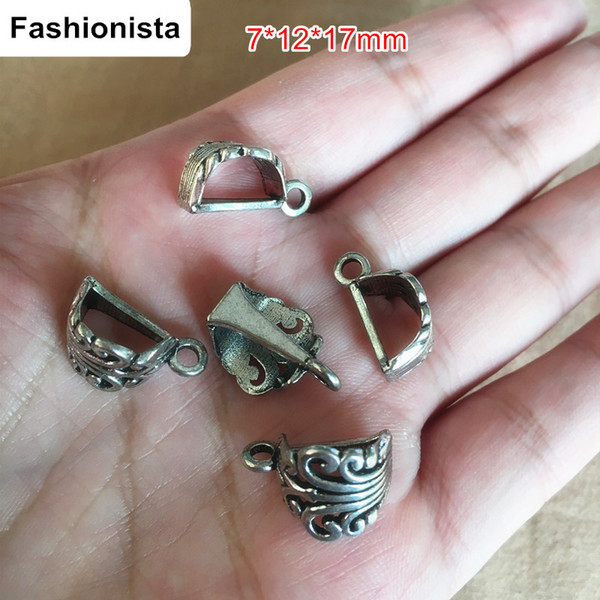 60 Slider Bails Antique Silver/Antique Bronze Filigree Pendant Holder with Ring Loop 7*12*17mm DIY Vintage Jewelry Findings