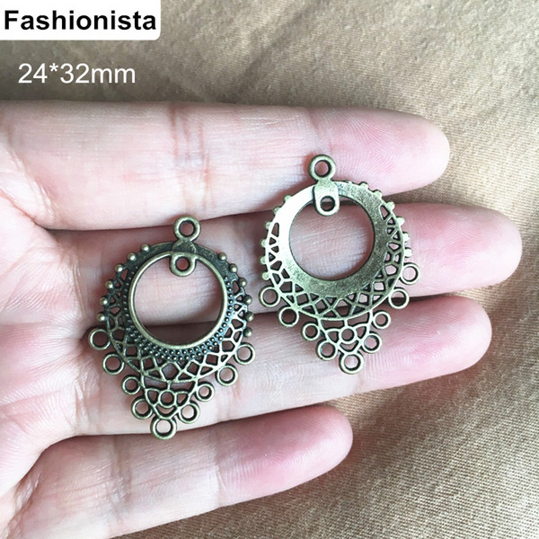 50 pcs (25 pair) Antique Bronze Earrings Findings,Zinc Alloy Earrings Connector,24*32mm DIY Earrings Supplies