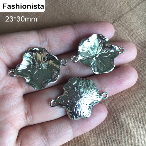 30 Pcs Antique Silver-color Lotus Leaf Connectors Jewlery Findings 23*30mm Metal Silver 3D Lotus For Jewelry Making