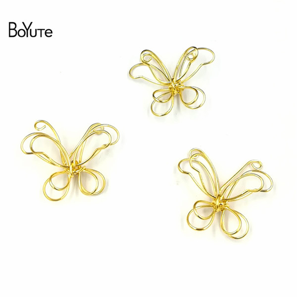 BoYuTe 10 Pcs 3 Colors Hand Made Butterfly Wire Accessories Metal Brass Diy Jewelry Findings Components