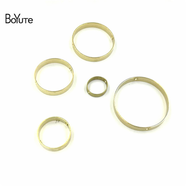 BoYuTe 50Pcs 5 Colors 10 -14 -18-22-26 MM Cross Beads Double Hole Metal Brass Circular Ring Diy Hand Made Jewelry Accessories