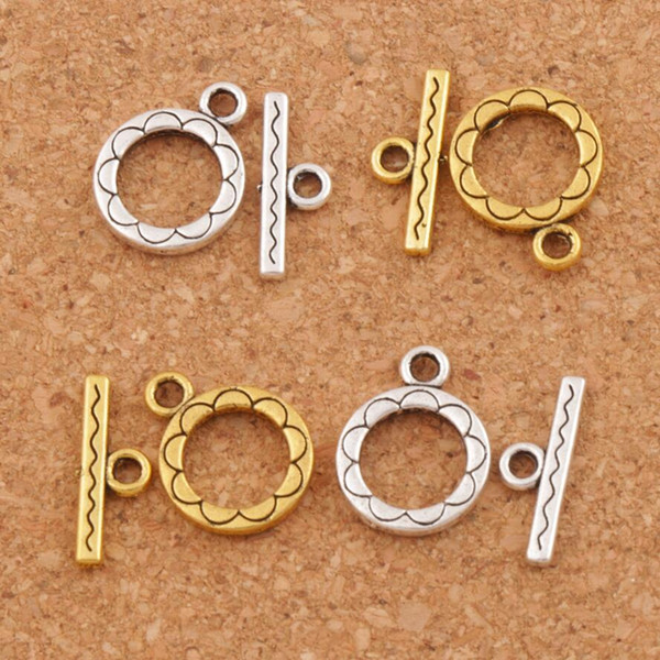 Flower Round Bracelet Toggle Clasp 200sets/lot Antique Silver/Gold Jewelry Findings L831 New Hot sell