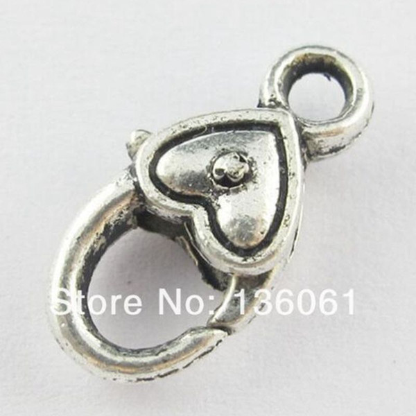 100pcs Vintage Silvers Heart Lobster Parrot Clasp Connectors Charm For DIY Jewelry Findings Bracelet Handcraft Crafts Accessories NEW