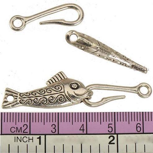 jewelry accessories clasps jewelry diy bracelets necklaces fish and hooks toggles wholesales retro silver tone animal flat wide new 60sets