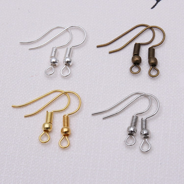 DIY Earrings Hooks Wholesale High Quality Vintage Fashion Alloy Bead Spring Earring Hook Jewelry Findings Components LP002