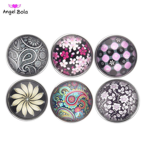 18mm /50PCS Wholesales noosa snap buttons Mix Design Glass crystal Snap Button Fit Interchangeable Ginger Snap Button Bangle&Bracelet