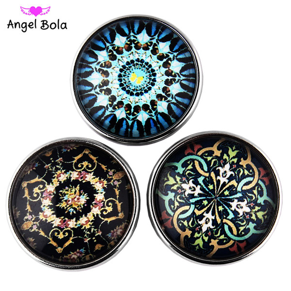 Hot Sales 3 Color Flower Charm noosa chunks 18mm buttons fit sanp button bracelet women bag and so on