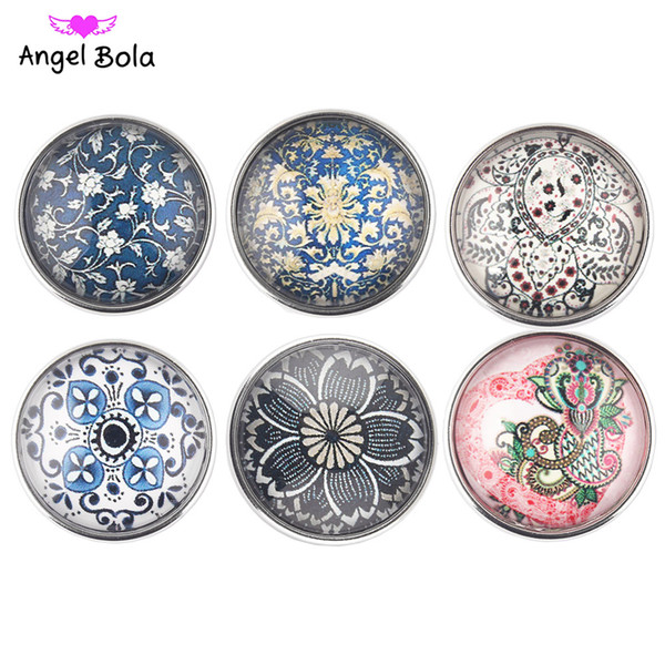 Hot Sale Snap Buttons Jewelry 20mm Buttons Fashion DIY Charms glass Crystal Beautiful flowers AB-023