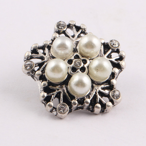 Noosa 18mm Snap Interchangeable Jewelry pearl pentagram Snap Charm Crystal Button Jewelry