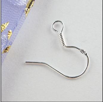 200pcs/lot hot Sterling 925 Silver Earring Findings Fishwire Hooks Jewelry DIY 15mm fish Hook Fit Earrings