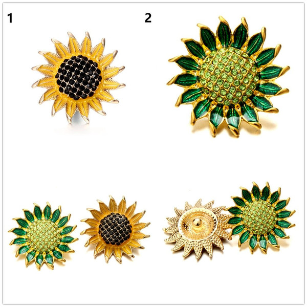 20pcs/lot 18mm Sunflower shape snap Button flower crystal Antique Silver snap Jewelry Retro Alloy Ginger Snap Metal Charm fit Bracelet rings