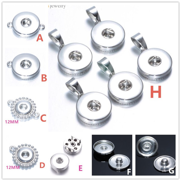 Many styles Metal Alloy 18mm/12mm Noosa Ginger Snap button Base Pendant Jewelry Findings Accessories for DIY Button Bracelet Necklace