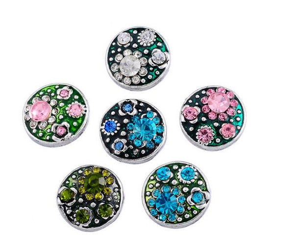 snap button 12mm noosa style Hot sale Noosa button DIY style mixed rhinestone round personality Nusa jewelry accessories free shipping