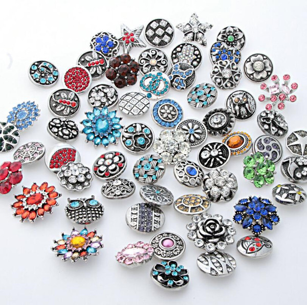 ZA0026 Hotwholesale Mix styles 18mm DIY Snaps Button Alloy Charm Fit Bracelets Necklaces Chains Women Vintage Jewelry