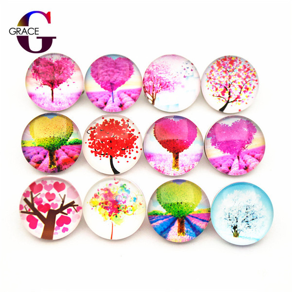 20pcs/lot Round Glass Love Snap Button 18MM Tree Of Life Snap Jewelry Wholesale Fit Snap Bangle&Bracelets For Women DIY Jewelry