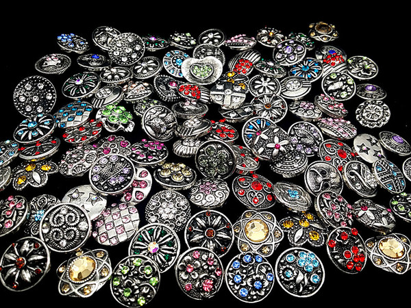 wholesale assorted mixed different styles high quality vintage 18mm rhinestone ginger snap charms buttons noosa DIY Jewelry Accessories