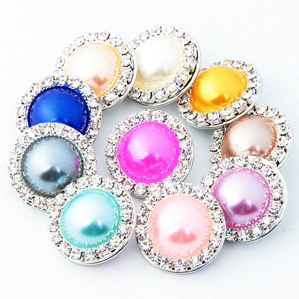 Mix colors Rhinestone 18mm pearl Snap Button Hot wholesale Charm Button Ginger Snaps Jewelry diy making