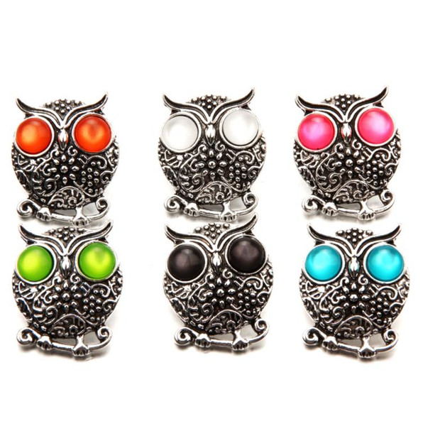 Fashion Crystal Ginger Snap Jewelry Animal Owl Metal Snap Mixed press buttons For 18mm Snap Bracelets for Women