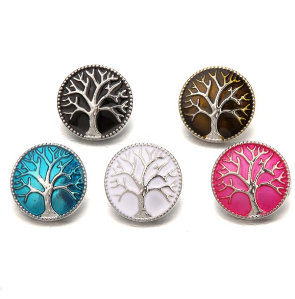 Fashion Tree of Life 18mm Snap Button Jewelry Enamel Process Noosa Chunks DIY Ginger Snap Button Charms Bracelet Necklace