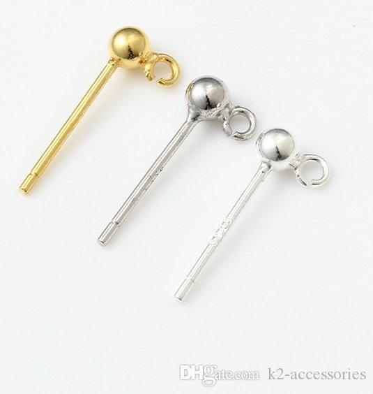 Fashion hot 925 Sterling Silver// gold DIY Earring stud Beads Jewelry Accessory Earring