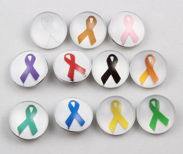 18mm Ginger Glass Ribbon Snaps Button DIY Interchangeable Pink Ribbon Buttons Breast Cancer Awareness Snaps Buttons For Bracelet Rings