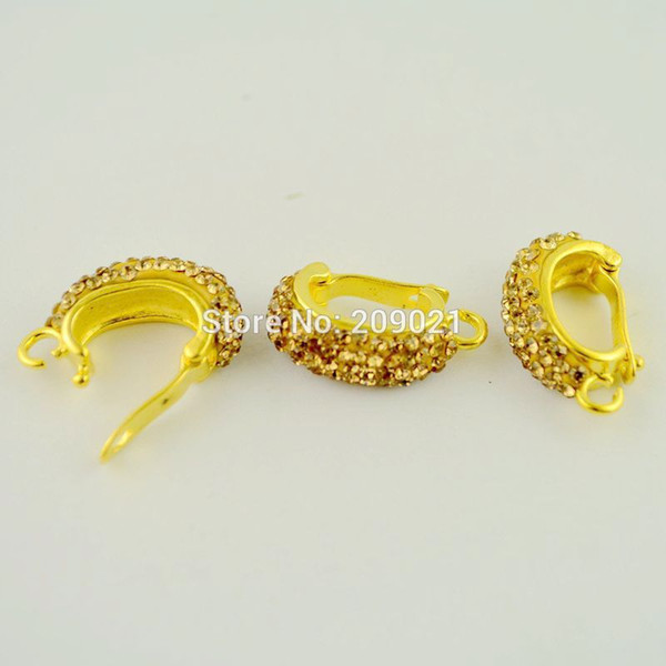 20Pcs Gold plated Pave Rhinestone Decoration Pinch Bail Clasps DIY Jewelry Findings Accessories