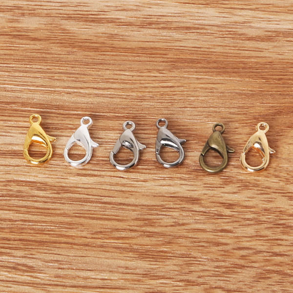 Metal Lobster Clasps Bronze/Gold/Rhodium/Silver Lobster Clasps Hooks For Jewelry Making Finding DIY Necklace 100pcs 10mm