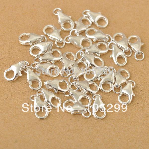 Free shipping 50pcs a lot 925 sterling silver jewelry findings Accessories lobster clasp with opening jump ring fittings charms