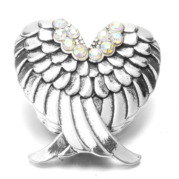 Noosa Chunks Crystal Angel Wings Snap Button Jewelry Rhinestone Snap Button Fit 18mm Snap Buttons Bracelet Necklace