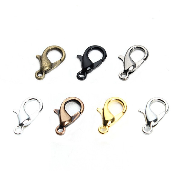 140pcs/box 7colors Mixed Metal Iron Lobster Clasps For Necklace 6*12mm Diy Hook Clasps With Open Tools Ring Jewelry Making F3556