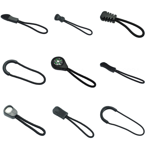 Zipper Pulls Cord Ends Strap Lariat Black For Apparel Accessories 10pcs/pack