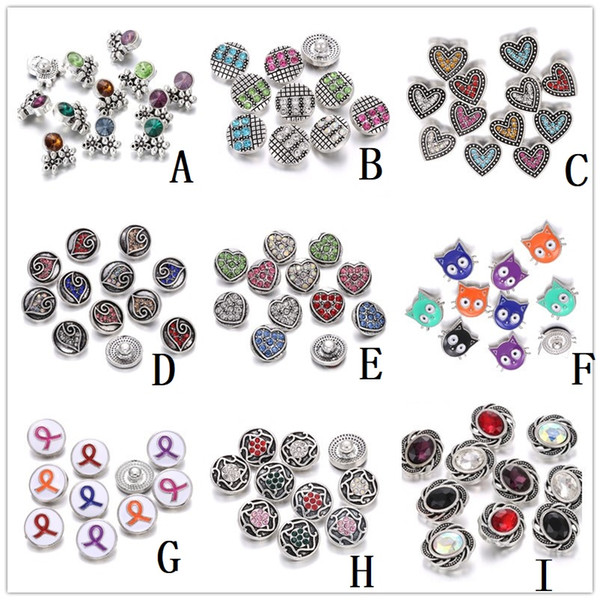 NOOSA 12mm Snap Button Jewelry Mixed Rhinestone Metal Flower Snap Buttons for Snaps Bracelet DIY Snap Jewelry