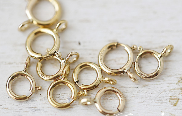 Fine Pearls Jewelry Findings 10 pcs 14K Yellow Gold 5mm or 5.5mm Spring Ring Clasp w/ Open Ring