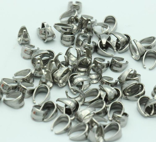 500pcs/ Lot Top Quality Stainless Steel Pendant Pinch Clip Clasp Hook Bail Connector V Parts Jewelry Findings Accessories,Two Sizes Choice