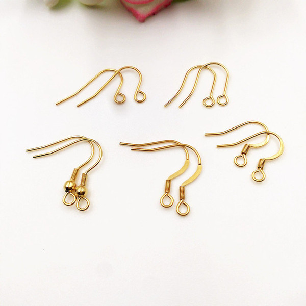 100pcs 316L Stainless Steel Earring Hook Gold Color Ear Hook DIY Earring Finding