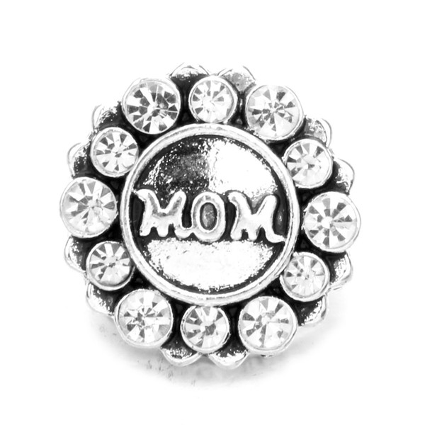 New 18mm Round Shape Love Jesus Cross Mom Leaf Noosa Interchangeable Jewelry DIY Bracelets Metal Ginger Snap Buttons with Crystals