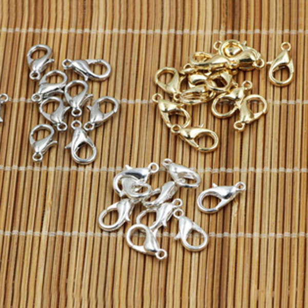 High Quality 300pcs Jewelry Findings Lobster Shape Clasps 12mm Lobster Clasps Hooks For Necklace Bracelet DIY Supplies Clips