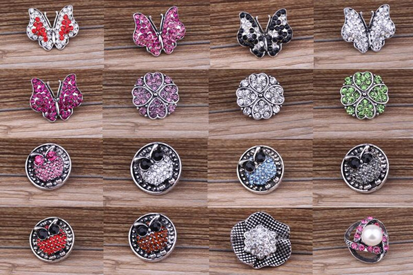 SALE! 131 style optional ! 2016 NEW Mix Many styles 18mm Metal noosa Snap Button Charm Rhinestone crystal Button Snaps Jewelry PCS 30pcs