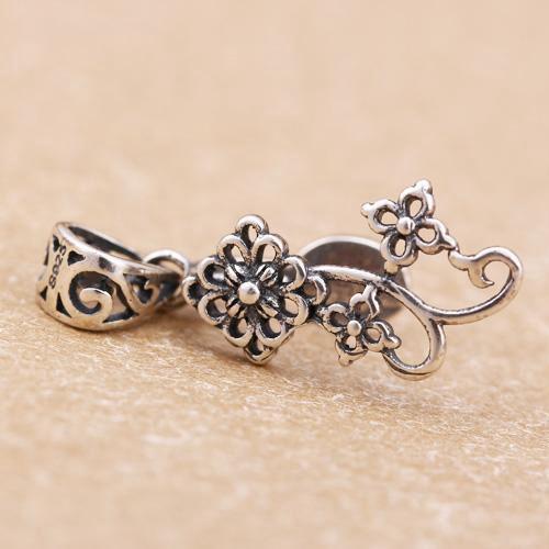 Fine Silver Art Deco Flower Sterling Silver925 Trendy Pendant Clasp Clip fit Irregular shape