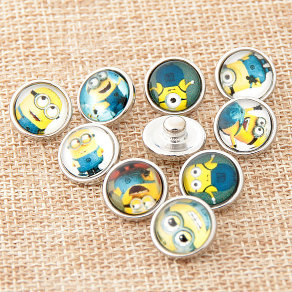 50PCs Cute Snap Buttons Fit Snap Bracelet Cartoon Monkey Pattern Round 18mm for DIY Kids Jewelry Charms for Wristband#S