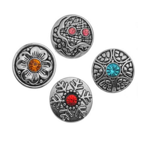 Pack Of 20pcs 20mm Random Mixed Antique Silver Solor Snap Button Jewelry Charms Fit Noosa Ring Earing Bracelets Unisex Great Price E543E