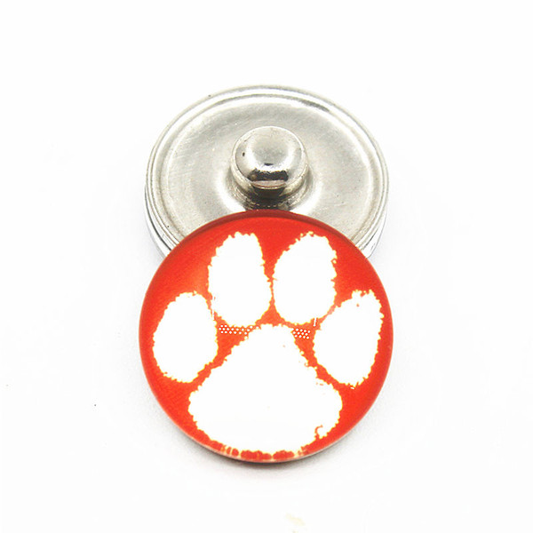 20pcs/lot NCAA Clemson Tigers Team Sports Charms Ginger Glass Snap Buttons Fit 18mm Snap Women&Men Bracelet&Bangles DIY Jewelry