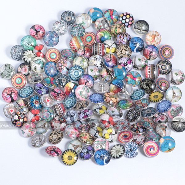 Mixed Styles 18mm noosa Glass Button Ginger Snaps DIY Bracelet Necklace Snaps Jewelry accessory noosa Chunk Snap Button