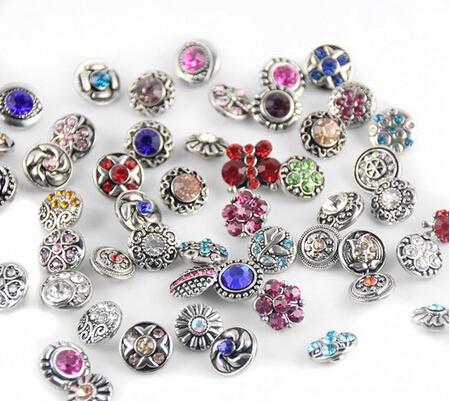 15% off wholesale 200pcs/lot hot sale many styles Rhinestone Snaps buttons for 12mm snap button jewelry fit leather charm bracelets