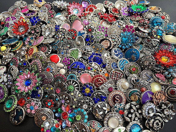 wholesale assorted 100PCs 18mm vintage Rhinestone Buttons Snaps chunk charms DIY Jewelry for Bracelets brand new