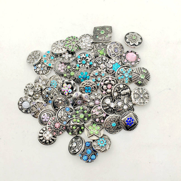 New 18MM Retro Diy Jewelry Ginger Snap Rhinestone button Mixed Style Snap Noosa Snap Chunk Button Charm Bracelet