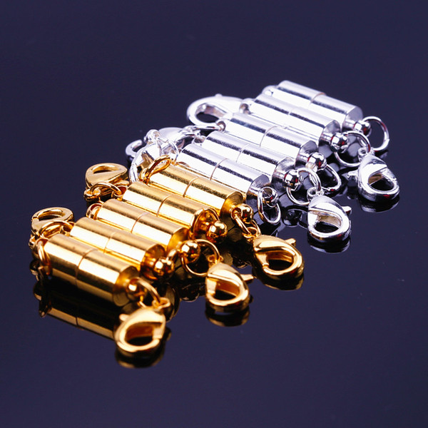 10pcs Cylindrical magnetic buckle + lobster clasp golden bracelet necklace clasp 19*6mm