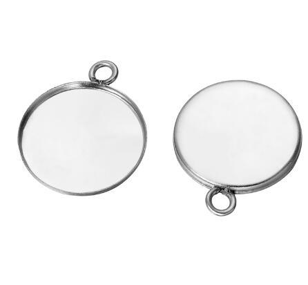 50 pcs Stainless Steel cabochon base setting diy stainless steel charms for earrings crafts making more size for choice