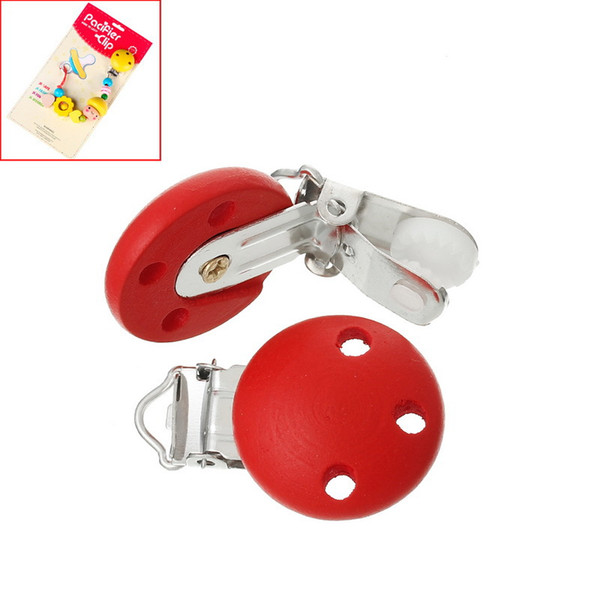 12pcslot Wooden Baby Children Pacifier Holder Clip Infant Cute Round Nipple Clasps For Baby Care