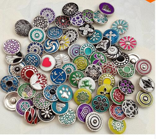 interchangeable ginger snap button 12mm New Mini Snap Buttons Rhinestone Colorful Pattern DIY snap button charm mix styles colors button